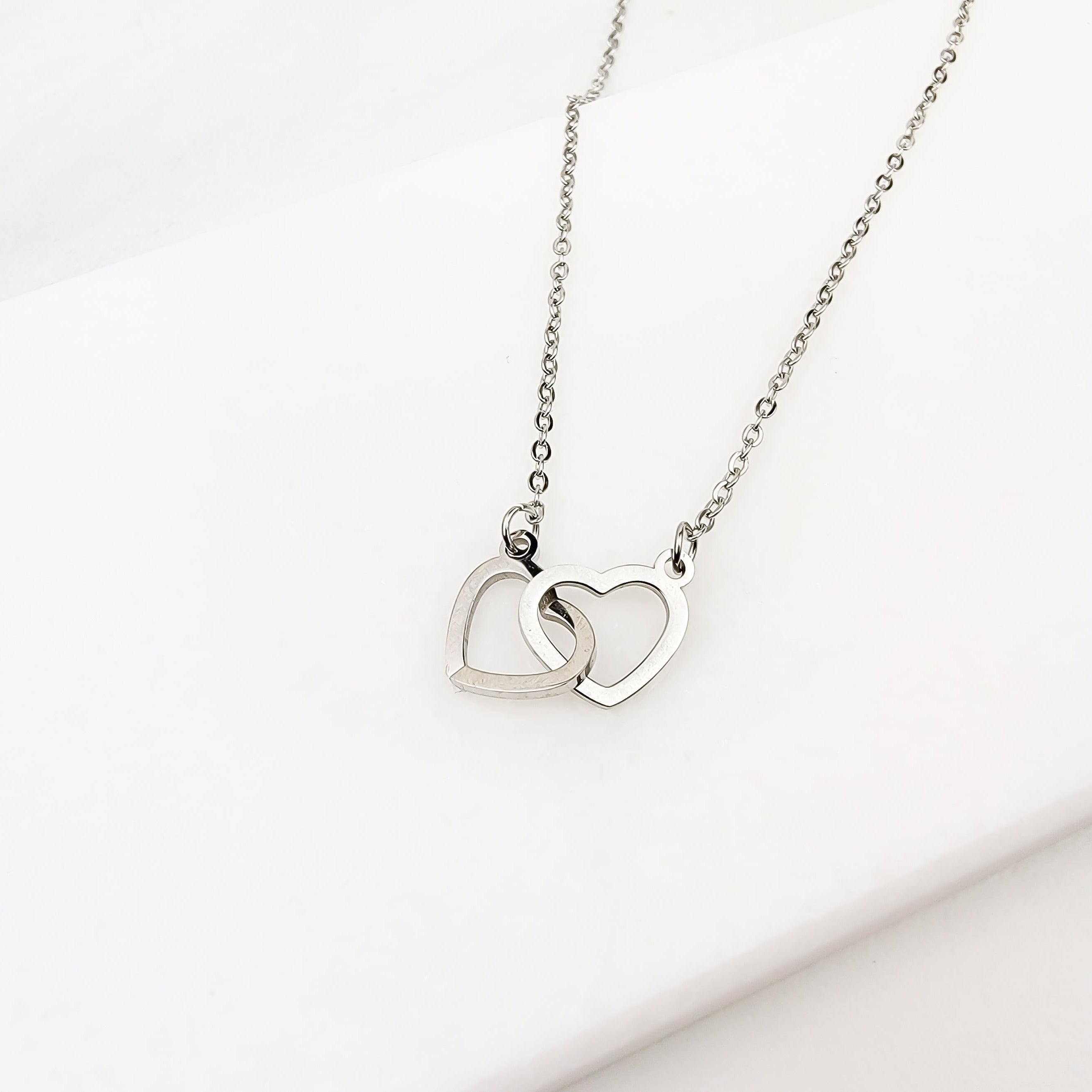 Interlinked Love Heart Pendant Necklace