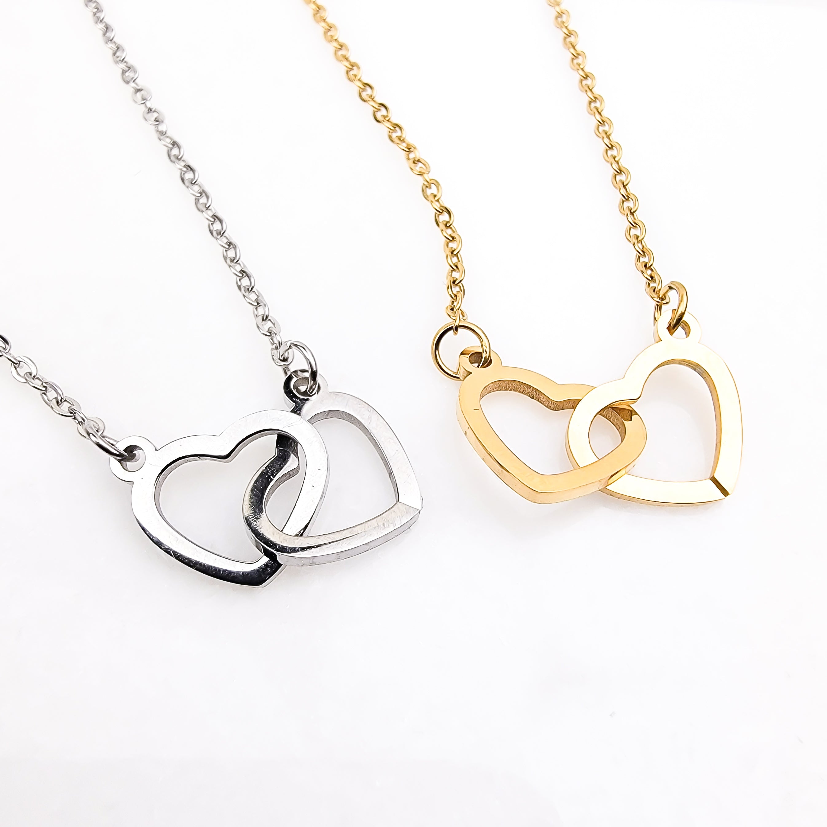 Interlinked Love Heart Pendant Necklace