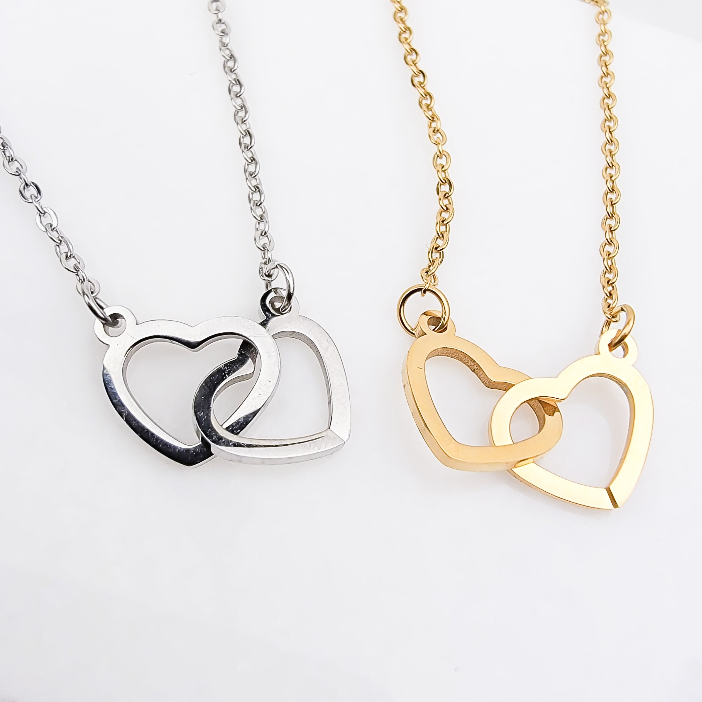 Interlinked Love Heart Pendant Necklace