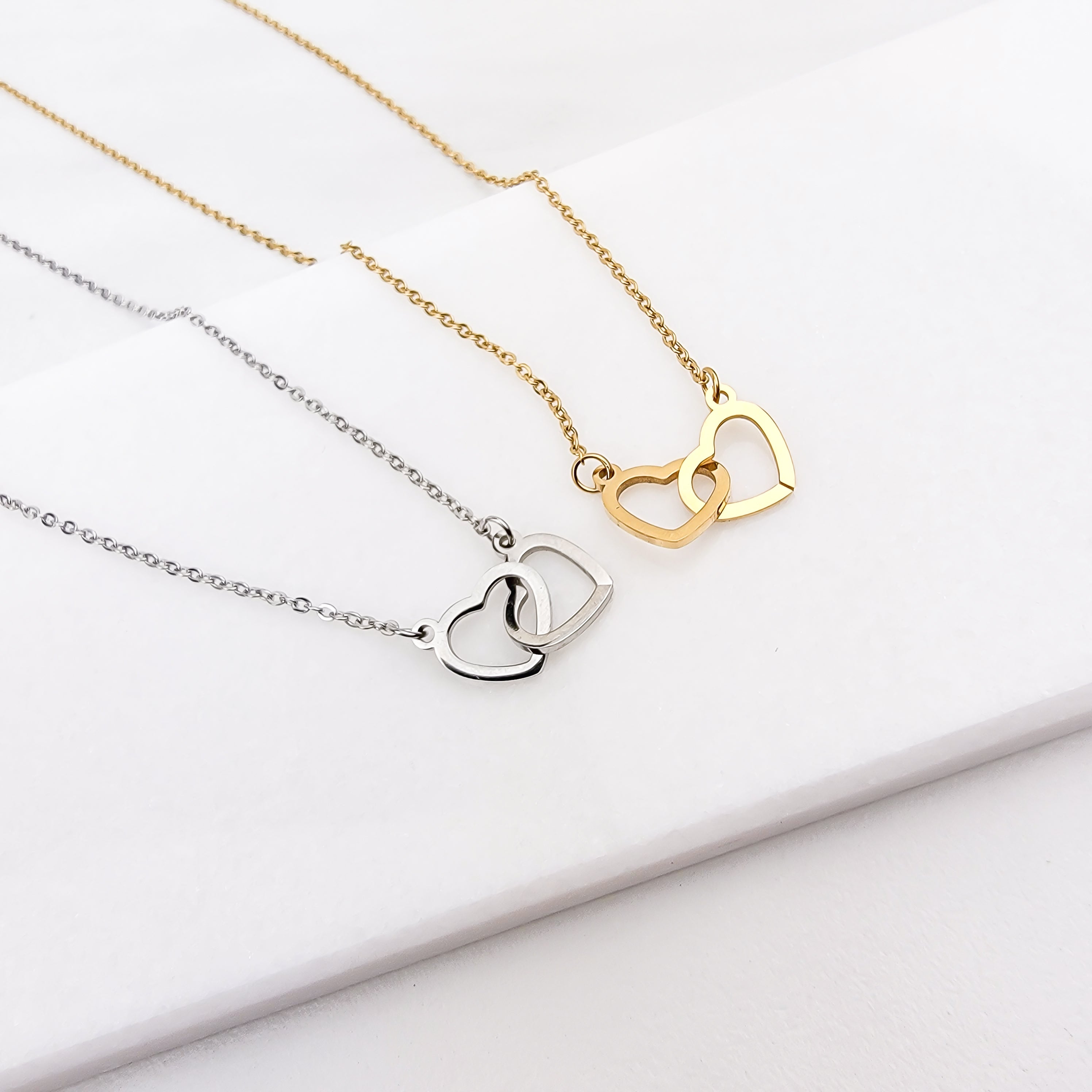 Interlinked Love Heart Pendant Necklace