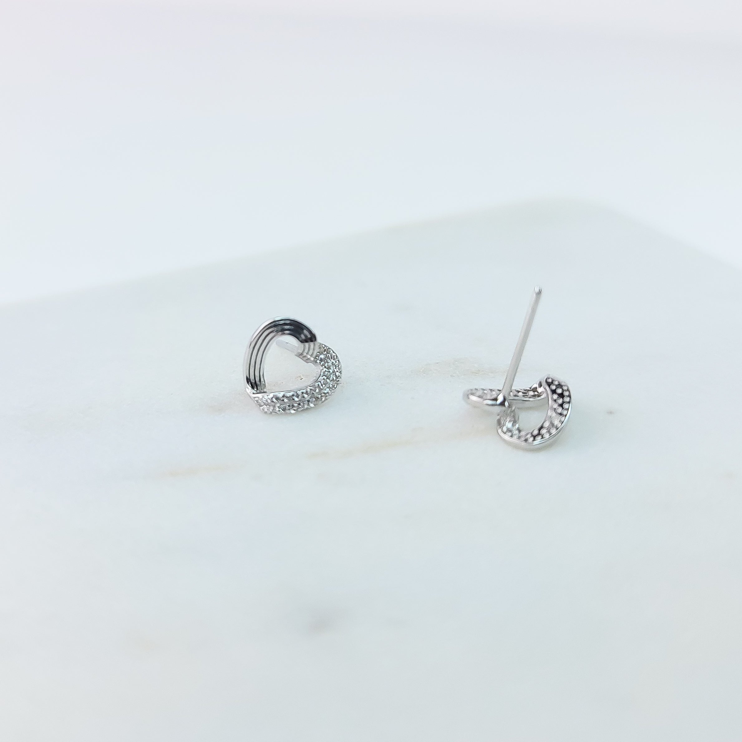 Sparkle My Heart Silver Stud Earrings
