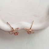 Pink Bow and Heart Stud Earrings